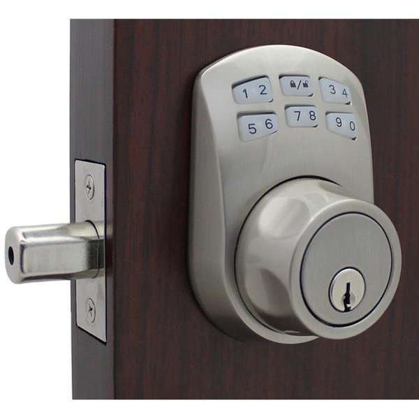 Lockey Usa Lockey USA SL910 SN Satin Nickel Slim Line Electronic & Mechanical Deadbolt Lock SL910 SN